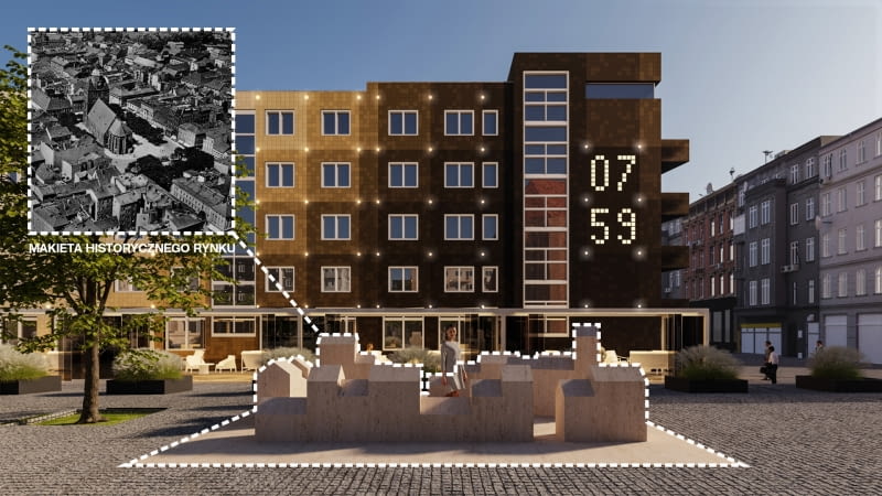 Bxb Studio Gorzow Wielkopolski Square Visualisation Lights Perspective Urban Maquette History